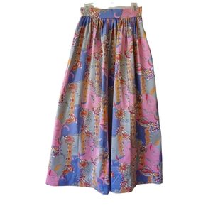 VINTAGE 60's Floral Midi Skirt Pockets Small